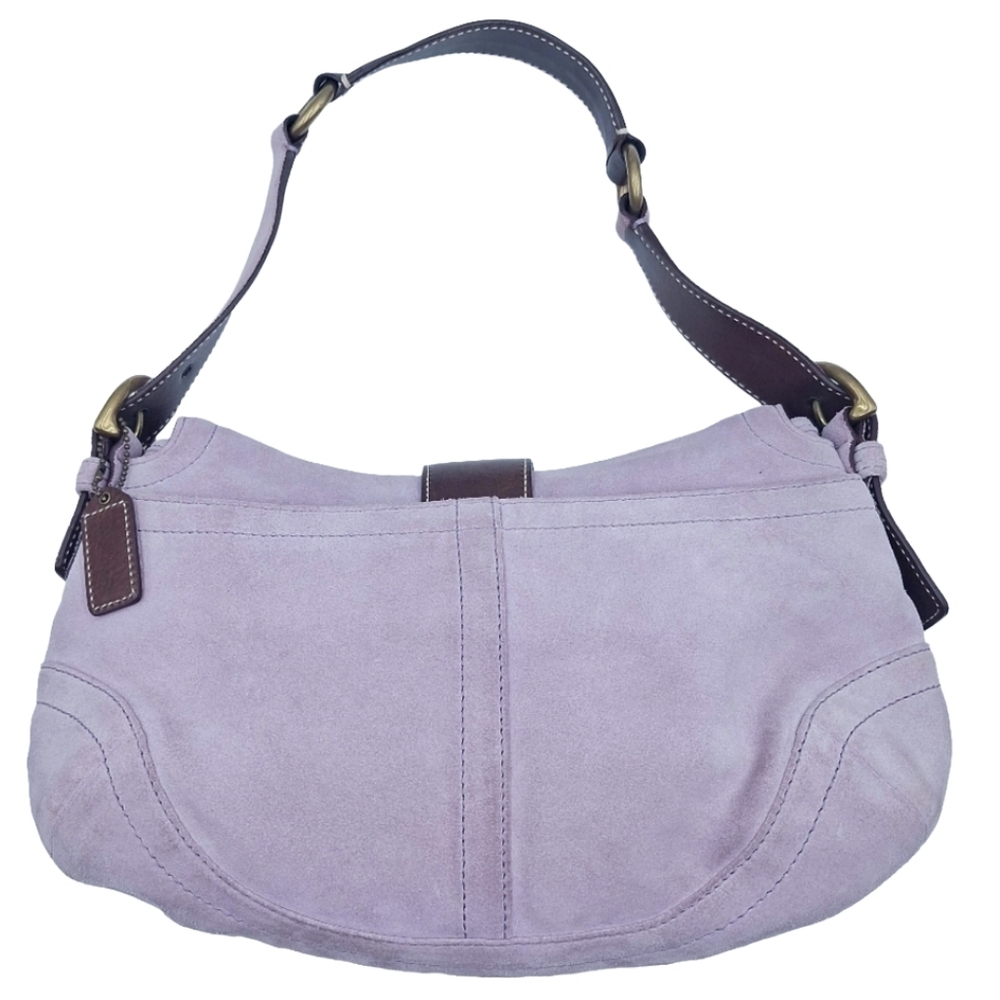 Vintage Y2K Coach Soho 9688 Demi Flap Lilac Suede Hobo Bag - Picture 4 of 13